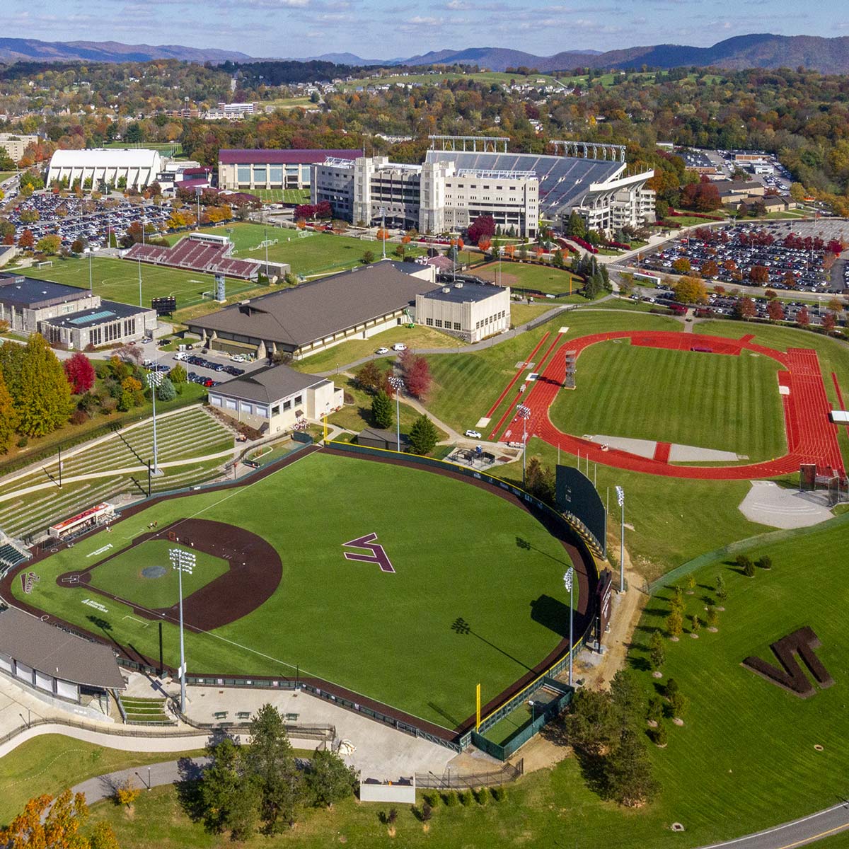 Aerial view of baseball field